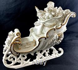 Grandeur Noel Porcelain Santa and Sleigh Set with Reindeer 2001 Collectors Edition