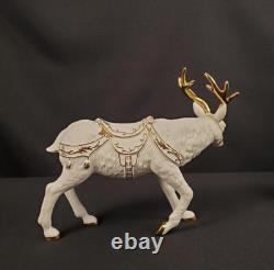 Grandeur Noel Porcelain Santa and Sleigh Set with Reindeer 2001 Collectors Edition