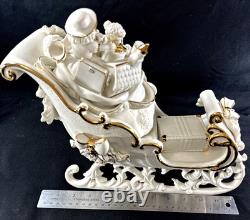 Grandeur Noel Porcelain Santa and Sleigh Set with Reindeer 2001 Collectors Edition
