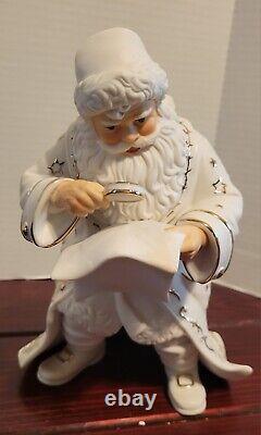 Grandeur Noel Porcelain Santa and Sleigh Set with Reindeer 2001 Collectors Edition