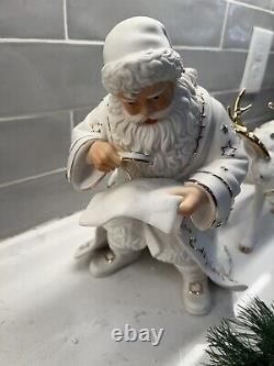 Grandeur Noel Porcelain Santa and Sleigh Set with Reindeer 2001 Collectors Edition