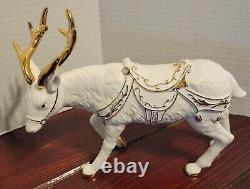 Grandeur Noel Porcelain Santa and Sleigh Set with Reindeer 2001 Collectors Edition