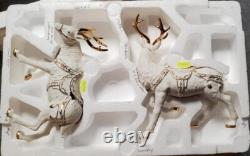 Grandeur Noel Porcelain Santa and Sleigh Set with Reindeer 2001 Collectors Edition