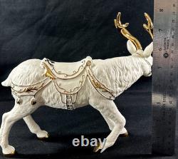 Grandeur Noel Porcelain Santa and Sleigh Set with Reindeer 2001 Collectors Edition