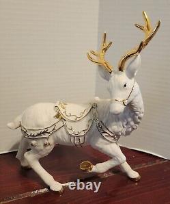 Grandeur Noel Porcelain Santa and Sleigh Set with Reindeer 2001 Collectors Edition