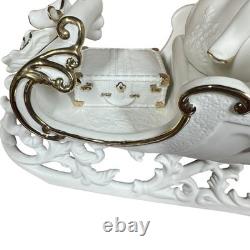 Grandeur Noel Porcelain Santa and Sleigh Set with Reindeer 2001 Collectors Edition