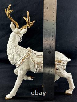 Grandeur Noel Porcelain Santa and Sleigh Set with Reindeer 2001 Collectors Edition