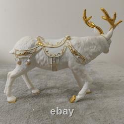 Grandeur Noel Porcelain Santa and Sleigh Set with Reindeer 2001 Collectors Edition