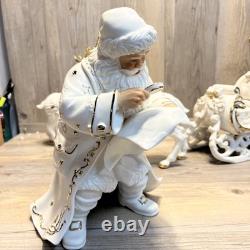 Grandeur Noel Porcelain Santa and Sleigh Set with Reindeer 2001 Collectors Edition