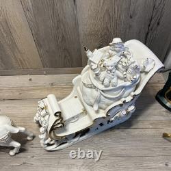 Grandeur Noel Porcelain Santa and Sleigh Set with Reindeer 2001 Collectors Edition