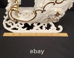 Grandeur Noel Porcelain Santa and Sleigh Set with Reindeer 2001 Collectors Edition