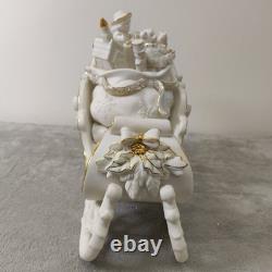 Grandeur Noel Porcelain Santa and Sleigh Set with Reindeer 2001 Collectors Edition