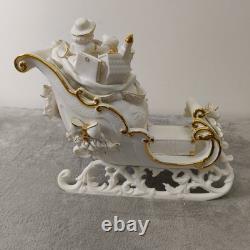 Grandeur Noel Porcelain Santa and Sleigh Set with Reindeer 2001 Collectors Edition