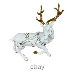 Grandeur Noel Porcelain Santa and Sleigh Set with Reindeer 2001 Collectors Edition