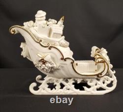 Grandeur Noel Porcelain Santa and Sleigh Set with Reindeer 2001 Collectors Edition