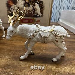 Grandeur Noel Porcelain Santa and Sleigh Set with Reindeer 2001 Collectors Edition