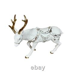 Grandeur Noel Porcelain Santa and Sleigh Set with Reindeer 2001 Collectors Edition