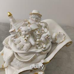 Grandeur Noel Porcelain Santa and Sleigh Set with Reindeer 2001 Collectors Edition