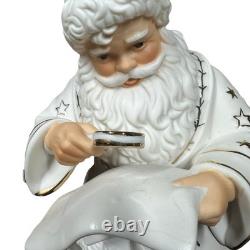 Grandeur Noel Porcelain Santa and Sleigh Set with Reindeer 2001 Collectors Edition