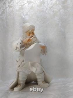 Grandeur Noel Porcelain Santa and Sleigh Set with Reindeer 2001 Pristine