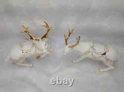 Grandeur Noel Porcelain Santa and Sleigh Set with Reindeer 2001 Pristine