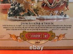 Grandeur Noel Porcelain Santa in Sleigh & Reindeer Set Collector's Edition 2003