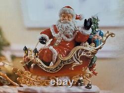 Grandeur Noel Porcelain Santa in Sleigh & Reindeer Set Collector's Edition 2003