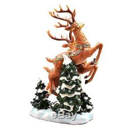 Grandeur Noel Porcelain Santa in Sleigh and Reindeer Set Collectors Edition 2003
