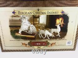 Grandeur Noel Santa, Sleigh & Reindeer Porclein Christmas Ensemble 2000
