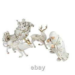 Grandeur Noel Santa and Sleigh Set with Reindeer 2001 Collectors Edition with Box