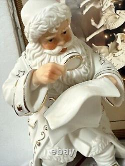 Grandeur Porcelain Santa and Sleigh Set with Reindeer 2001 Collectors Edition NEW