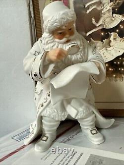 Grandeur Porcelain Santa and Sleigh Set with Reindeer 2001 Collectors Edition NEW