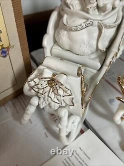 Grandeur Porcelain Santa and Sleigh Set with Reindeer 2001 Collectors Edition NEW