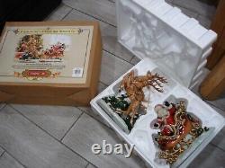 Grandeur Porcelain Santa in Sleigh and Reindeer Set 2003 Collectors Edition NEW