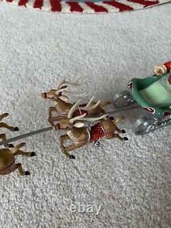 HALLMARK 2005 SANTA'S MIDNIGHT RIDE Missing Red Rein 8 Reindeer Santa Sleigh