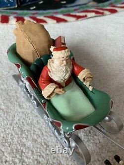 HALLMARK 2005 SANTA'S MIDNIGHT RIDE Missing Red Rein 8 Reindeer Santa Sleigh