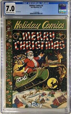 HOLIDAY COMICS # 5 CGC 7.0 OWithW LB Cole Santa Christmas Snow Reindeer Sleigh'52
