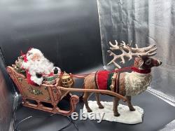HOLIDAY CREATIONS 50807 Animated Reindeer & Santa In Sleigh Original Box 1997