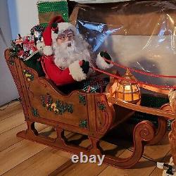 HOLIDAY CREATIONS 50807 Animated Reindeer & Santa In Sleigh Original Box 1997