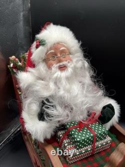 HOLIDAY CREATIONS 50807 Animated Reindeer & Santa In Sleigh Original Box 1997