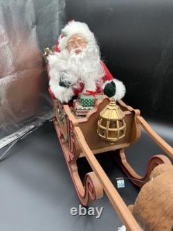 HOLIDAY CREATIONS 50807 Animated Reindeer & Santa In Sleigh Original Box 1997