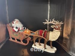 HOLIDAY CREATIONS 50807 Animated Reindeer & Santa In Sleigh Original Box 1997