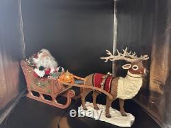 HOLIDAY CREATIONS 50807 Animated Reindeer & Santa In Sleigh Original Box 1997