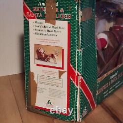 HOLIDAY CREATIONS 50807 Animated Reindeer & Santa In Sleigh Original Box 1997