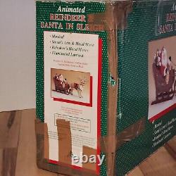 HOLIDAY CREATIONS 50807 Animated Reindeer & Santa In Sleigh Original Box 1997