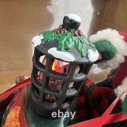 HOLIDAY CREATIONS Animated Musical Reindeer Santa On Sleigh Original Box Vintage