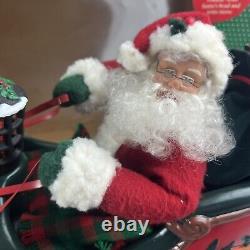 HOLIDAY CREATIONS Animated Musical Reindeer Santa On Sleigh Original Box Vintage