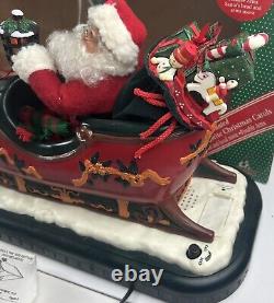 HOLIDAY CREATIONS Animated Musical Reindeer Santa On Sleigh Original Box Vintage