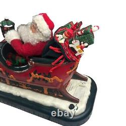 HOLIDAY CREATIONS Animated Musical Reindeer Santa On Sleigh Original Box Vintage