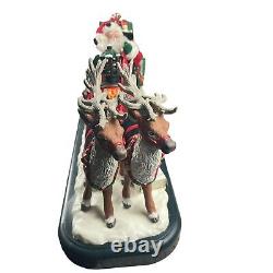 HOLIDAY CREATIONS Animated Musical Reindeer Santa On Sleigh Original Box Vintage